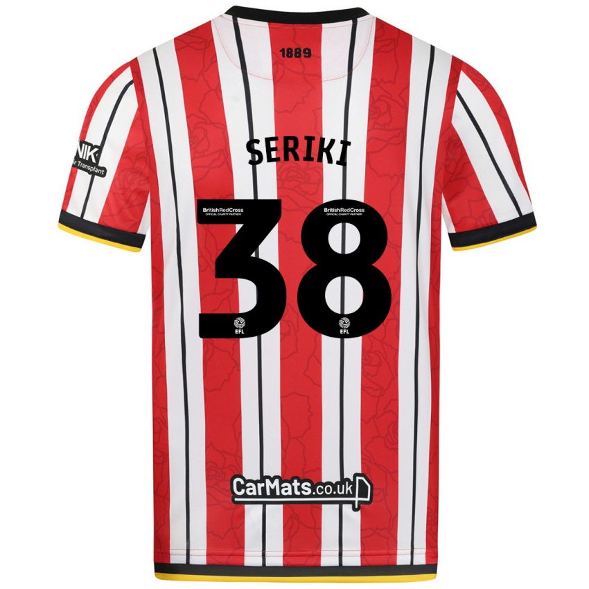 Heren Femi Seriki #38 Rood Witte Strepen Thuisshirt Thuistenue 2024/25 T-Shirt