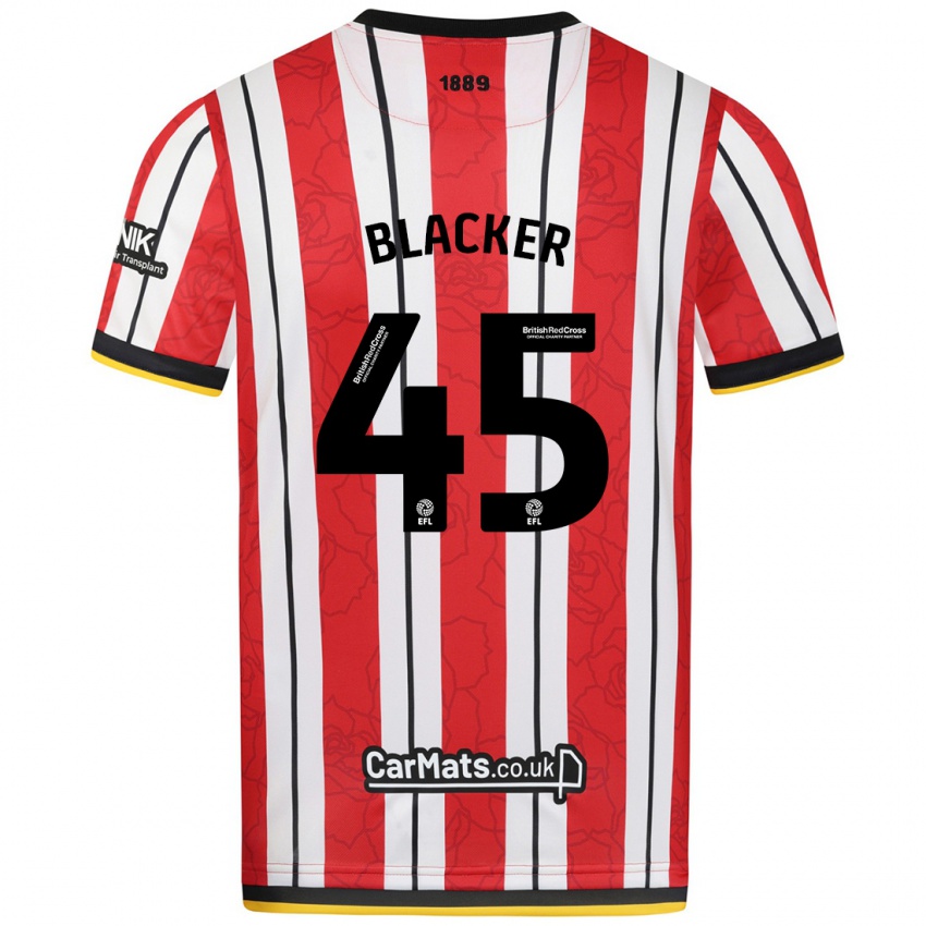 Heren Billy Blacker #45 Rood Witte Strepen Thuisshirt Thuistenue 2024/25 T-Shirt