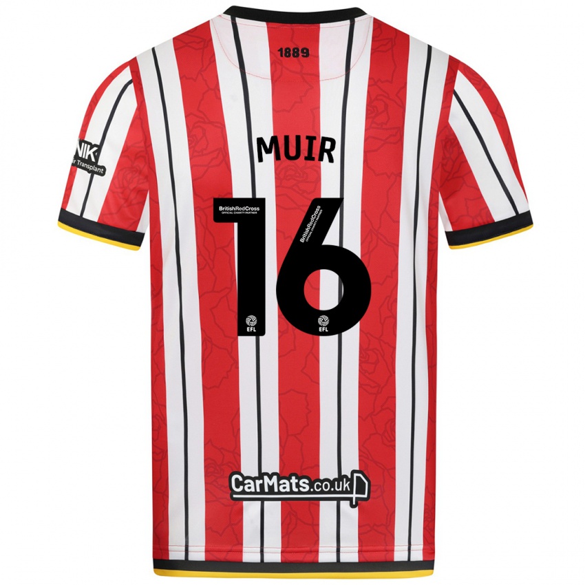 Heren Chene Muir #16 Rood Witte Strepen Thuisshirt Thuistenue 2024/25 T-Shirt