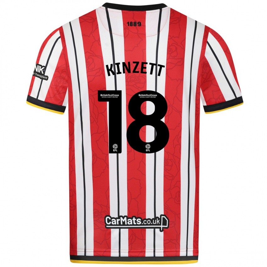 Heren Ella Kinzett #18 Rood Witte Strepen Thuisshirt Thuistenue 2024/25 T-Shirt