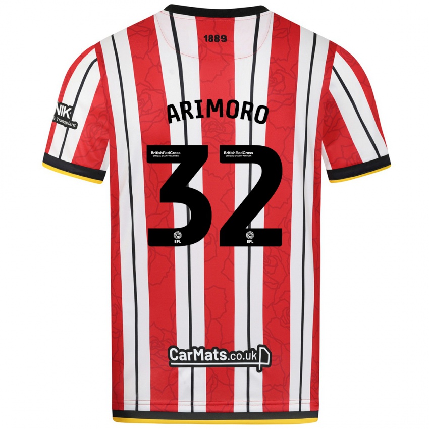 Heren Juliet Khinde Adebowale-Arimoro #32 Rood Witte Strepen Thuisshirt Thuistenue 2024/25 T-Shirt