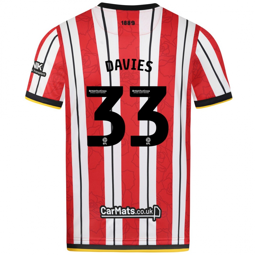 Heren Bethan Davies #33 Rood Witte Strepen Thuisshirt Thuistenue 2024/25 T-Shirt