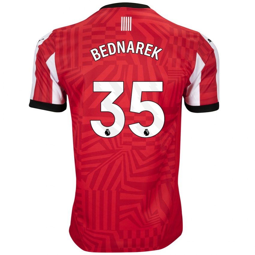 Heren Jan Bednarek #35 Rood Wit Thuisshirt Thuistenue 2024/25 T-Shirt