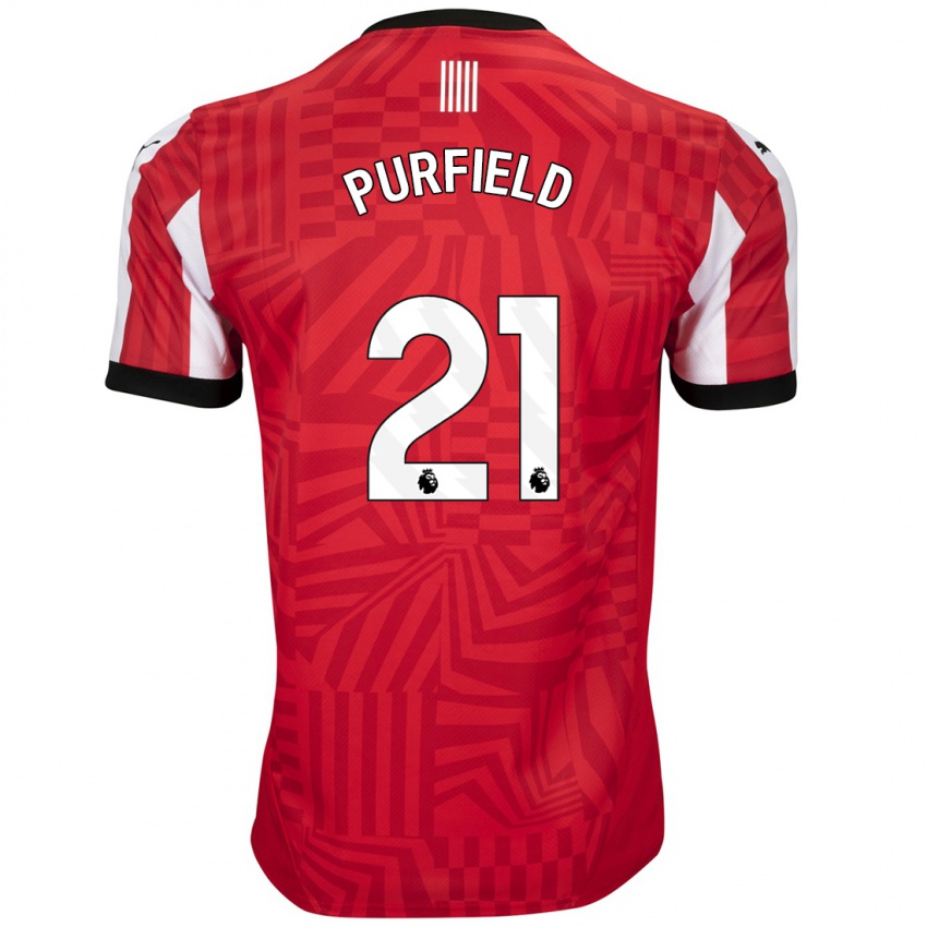 Heren Jemma Purfield #21 Rood Wit Thuisshirt Thuistenue 2024/25 T-Shirt