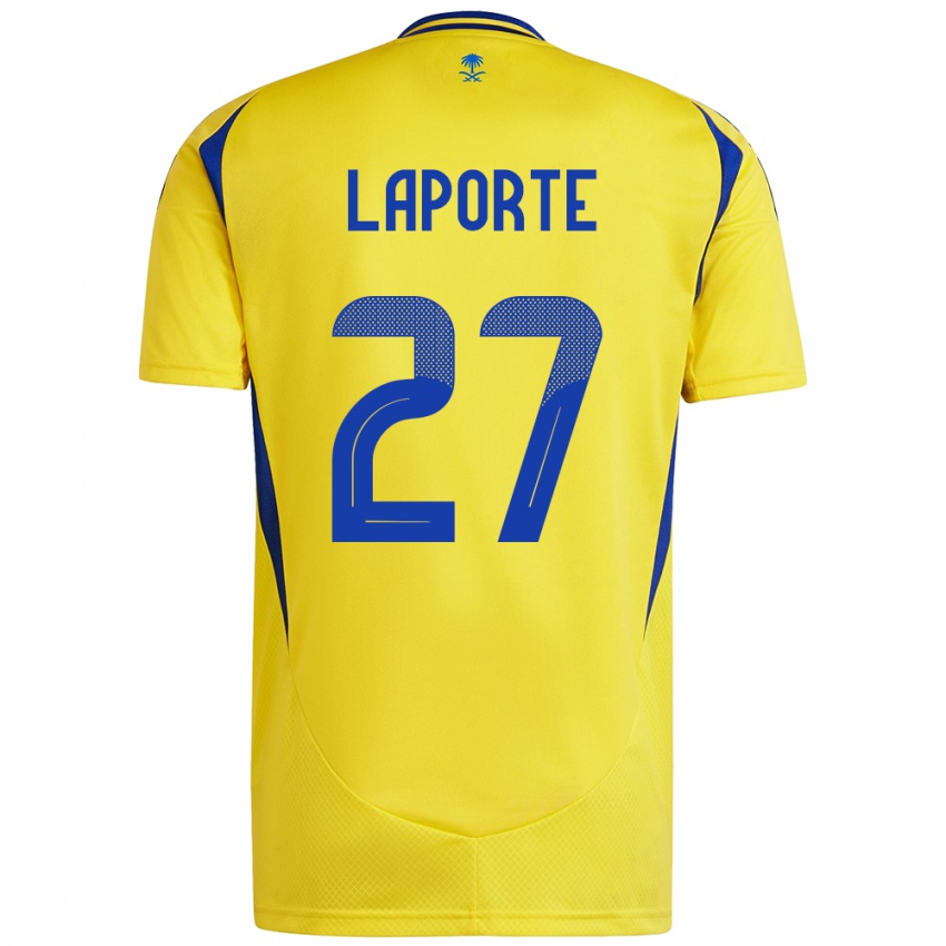 Heren Aymeric Laporte #27 Geel Blauw Thuisshirt Thuistenue 2024/25 T-Shirt