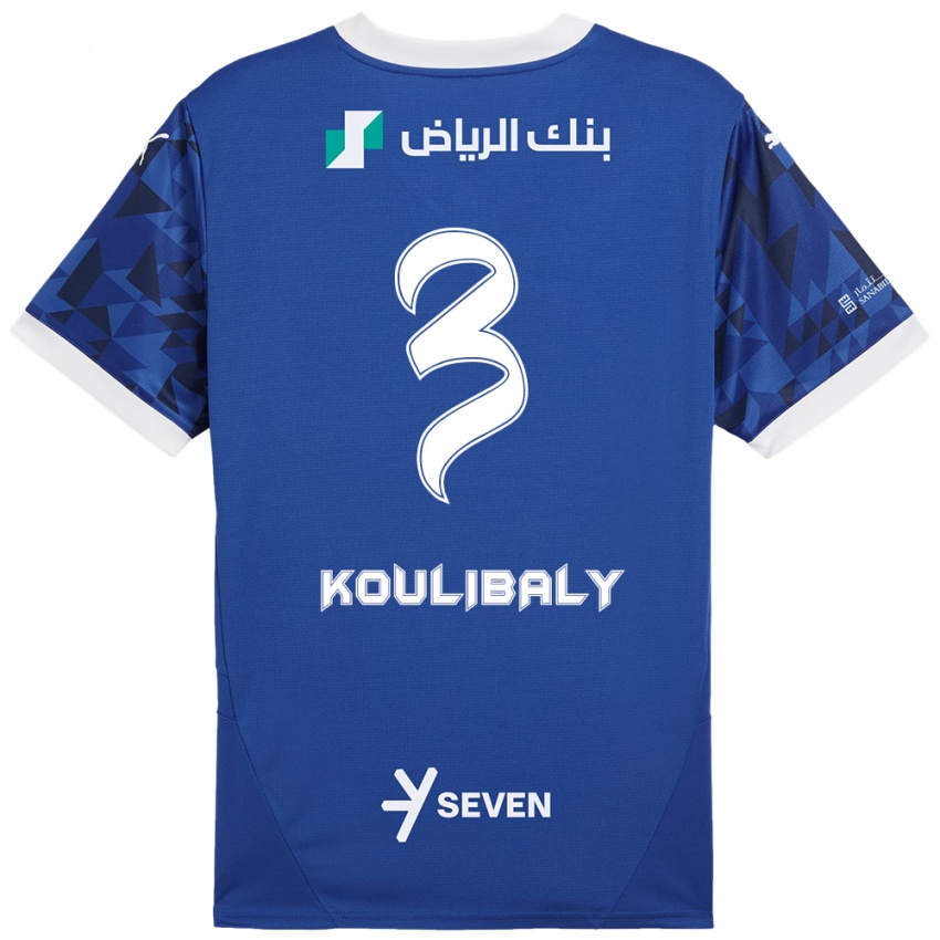 Heren Kalidou Koulibaly #3 Donkerblauw Wit Thuisshirt Thuistenue 2024/25 T-Shirt