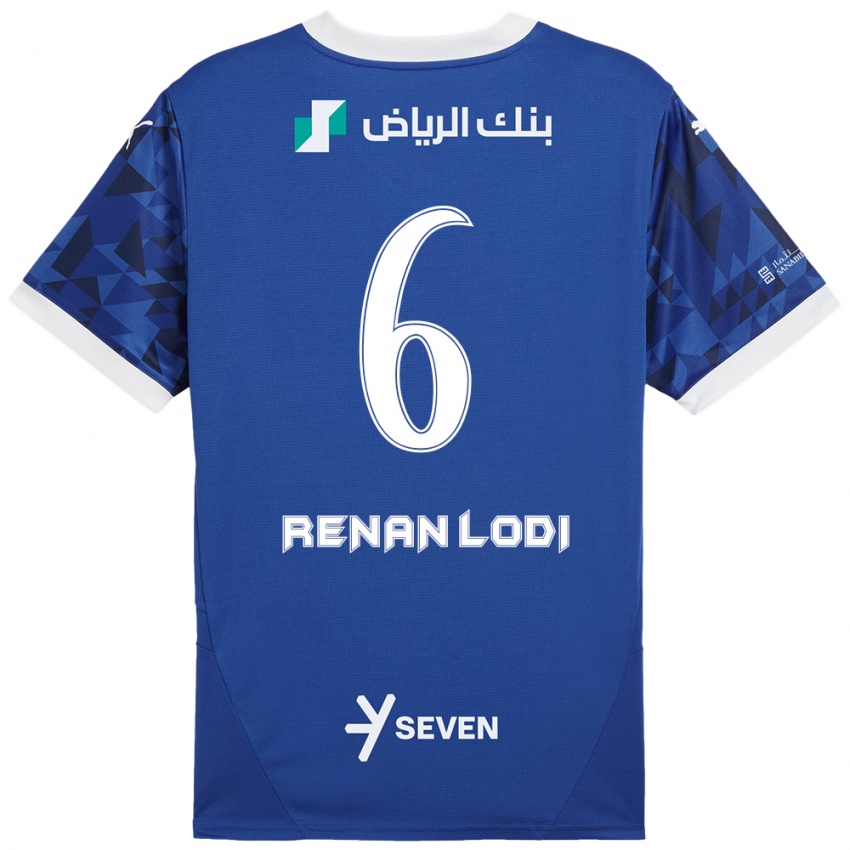 Heren Renan Lodi #6 Donkerblauw Wit Thuisshirt Thuistenue 2024/25 T-Shirt