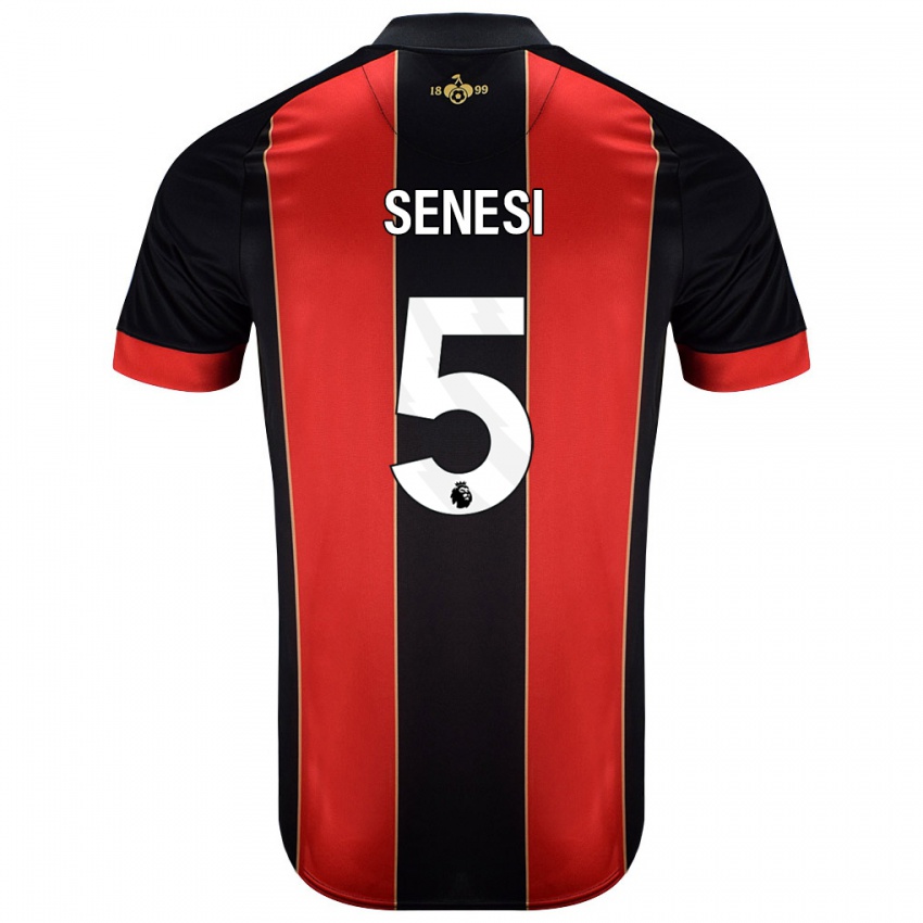 Heren Marcos Senesi #5 Rood Zwart Thuisshirt Thuistenue 2024/25 T-Shirt