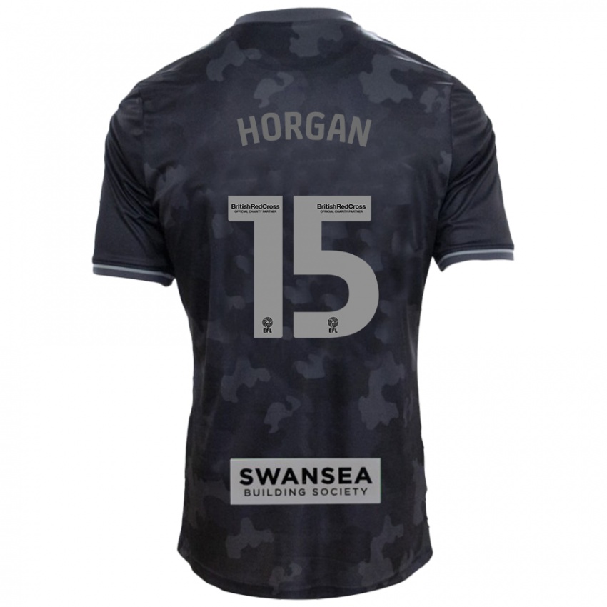 Heren Gwenan Horgan #15 Zwart Uitshirt Uittenue 2024/25 T-Shirt