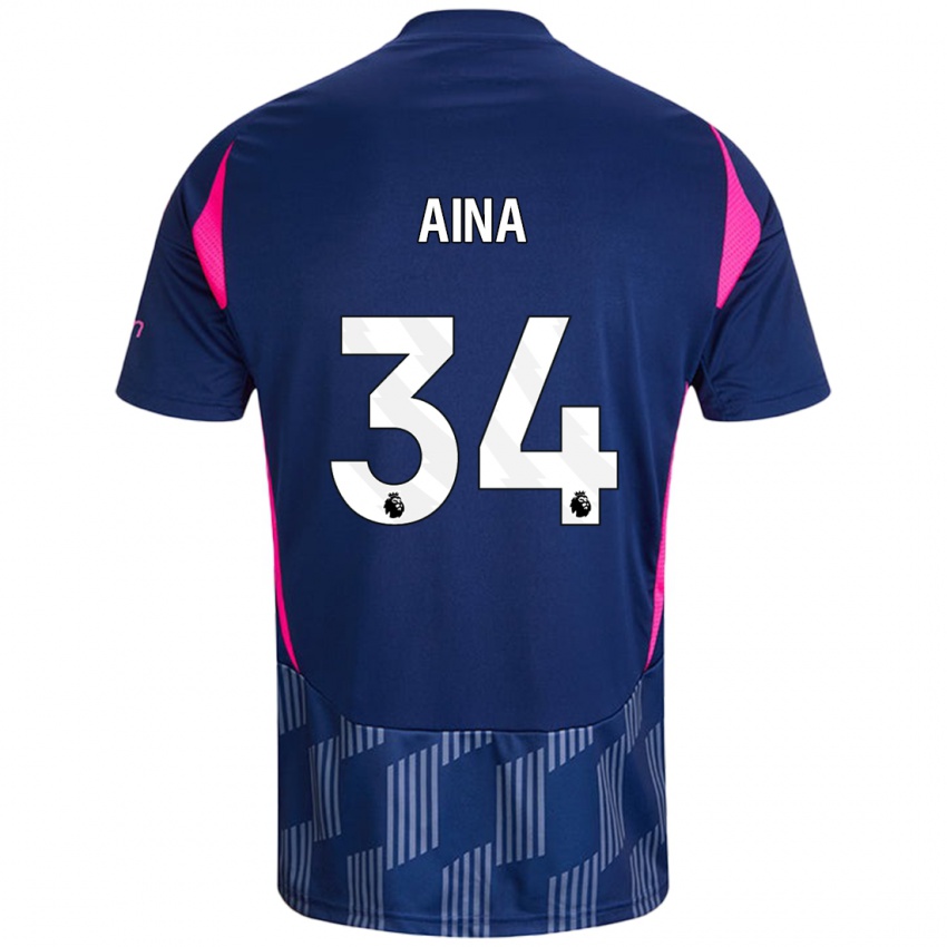 Heren Ola Aina #34 Koningsblauw Roze Uitshirt Uittenue 2024/25 T-Shirt