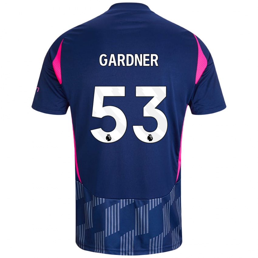 Heren Joe Gardner #53 Koningsblauw Roze Uitshirt Uittenue 2024/25 T-Shirt