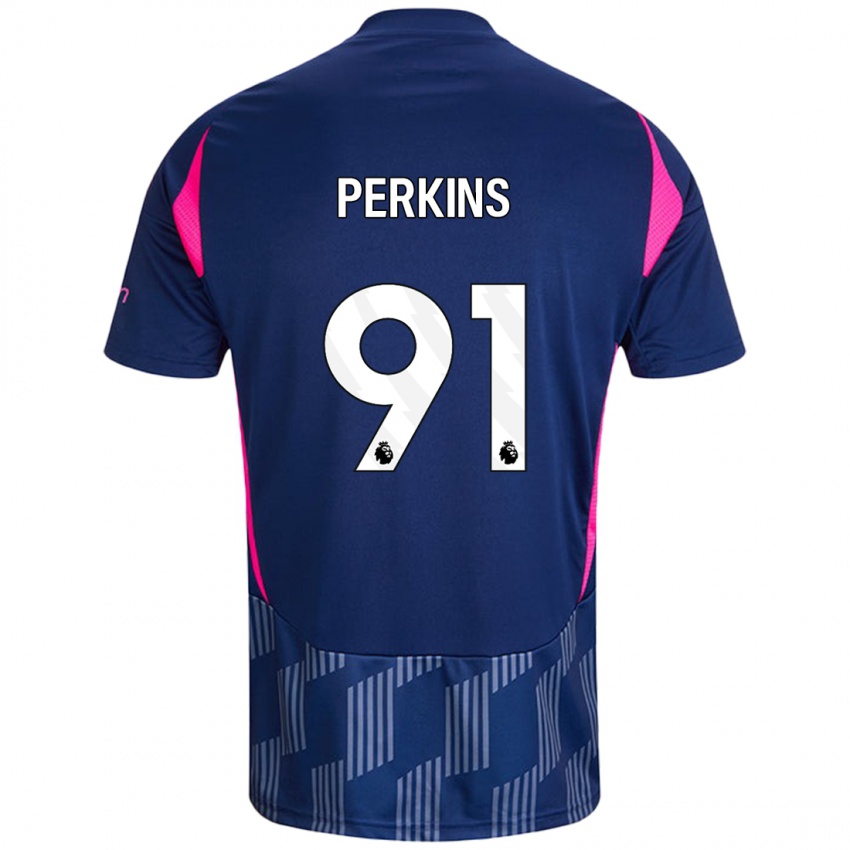 Heren Jack Perkins #91 Koningsblauw Roze Uitshirt Uittenue 2024/25 T-Shirt