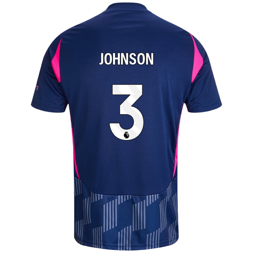 Heren Nat Johnson #3 Koningsblauw Roze Uitshirt Uittenue 2024/25 T-Shirt