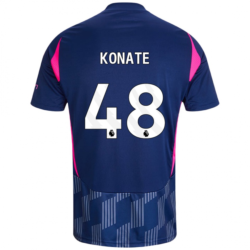 Heren Ateef Konaté #48 Koningsblauw Roze Uitshirt Uittenue 2024/25 T-Shirt