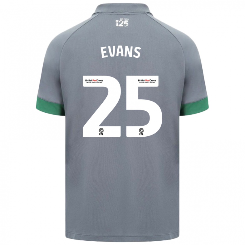 Heren Kieron Evans #25 Donkergrijs Uitshirt Uittenue 2024/25 T-Shirt