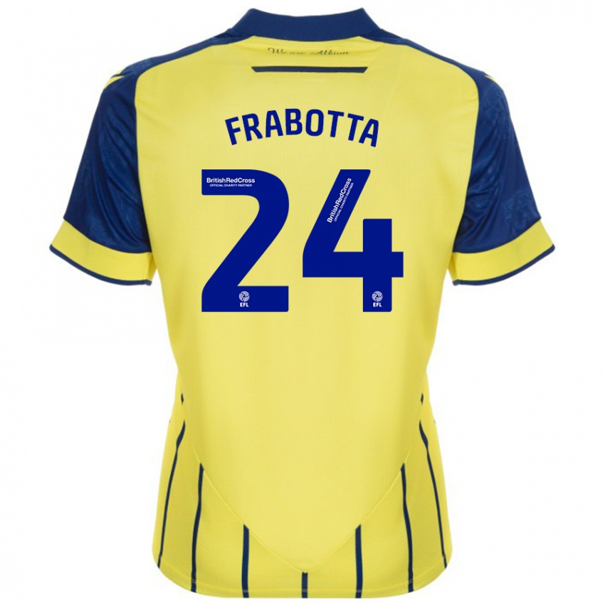 Heren Gianluca Frabotta #24 Geel Blauw Uitshirt Uittenue 2024/25 T-Shirt