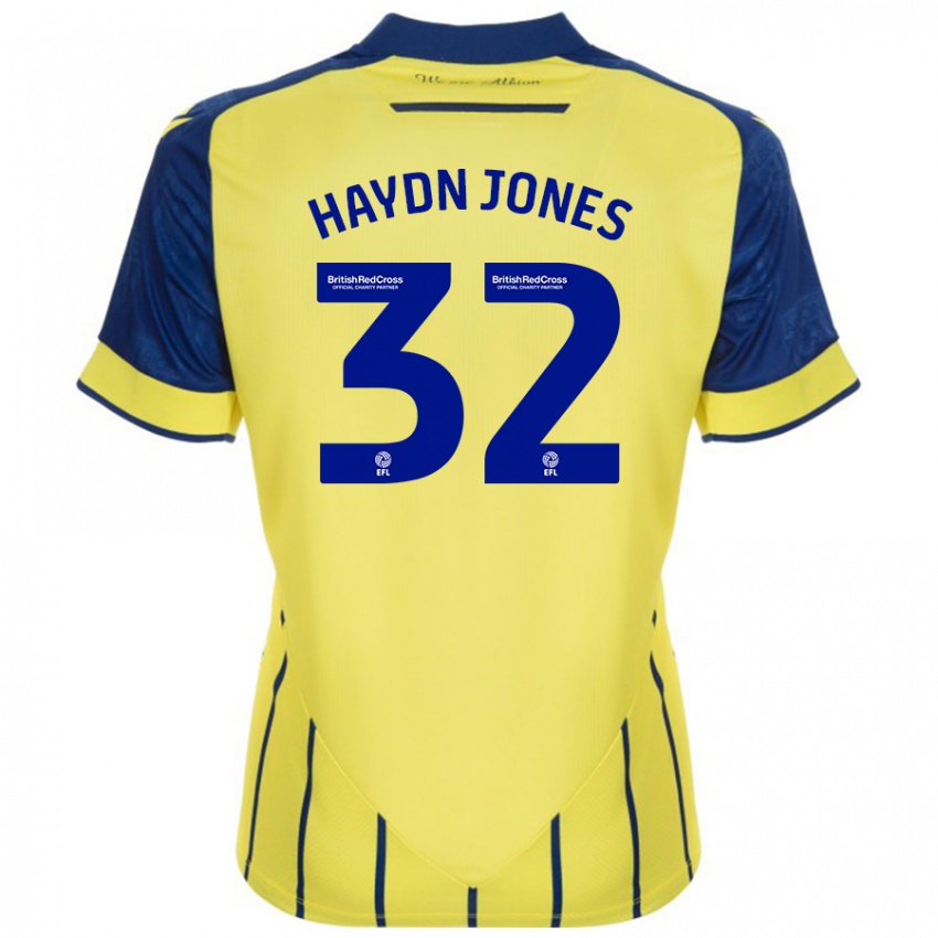 Heren Mackenzie Haydn-Jones #32 Geel Blauw Uitshirt Uittenue 2024/25 T-Shirt