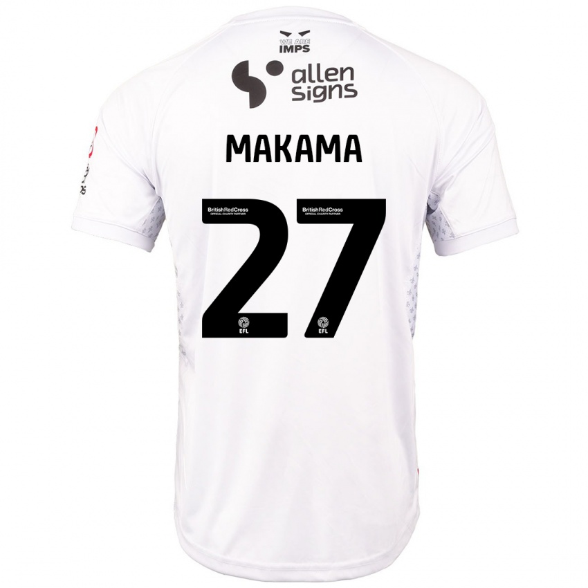 Heren Jovon Makama #27 Rood Wit Uitshirt Uittenue 2024/25 T-Shirt