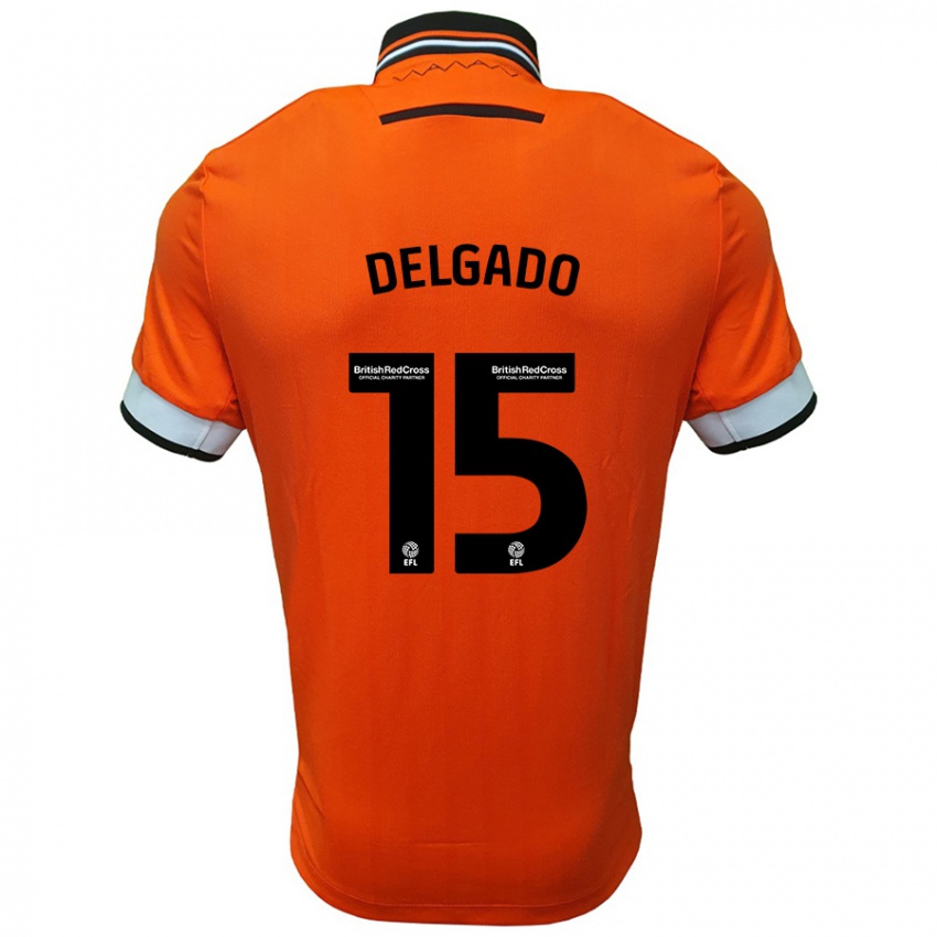 Heren Juan Delgado #15 Oranje Wit Uitshirt Uittenue 2024/25 T-Shirt