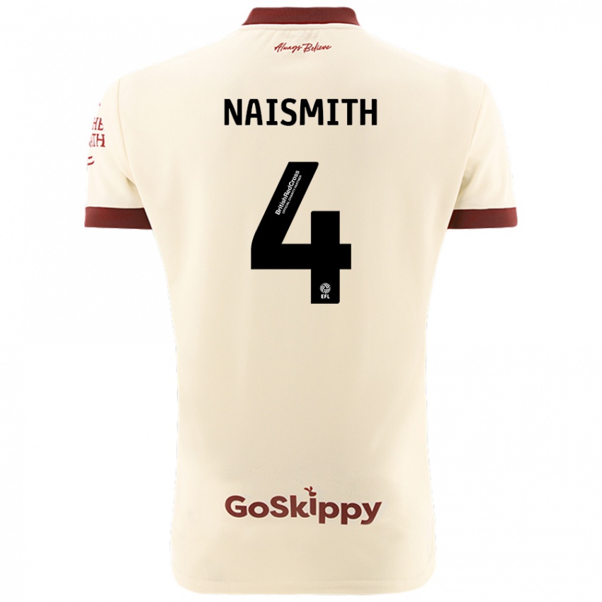 Heren Kal Naismith #4 Crèmewit Uitshirt Uittenue 2024/25 T-Shirt