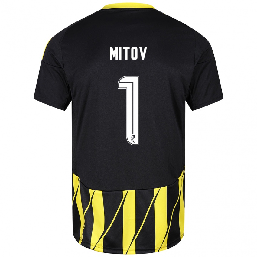 Heren Dimitar Mitov #1 Zwart Geel Uitshirt Uittenue 2024/25 T-Shirt