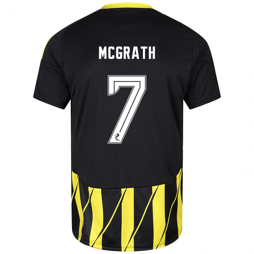 Heren Jamie Mcgrath #7 Zwart Geel Uitshirt Uittenue 2024/25 T-Shirt