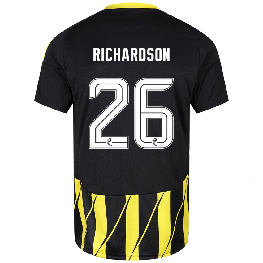 Heren Jayden Richardson #26 Zwart Geel Uitshirt Uittenue 2024/25 T-Shirt