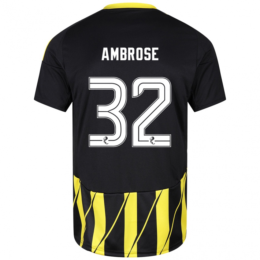 Heren Peter Ambrose #32 Zwart Geel Uitshirt Uittenue 2024/25 T-Shirt