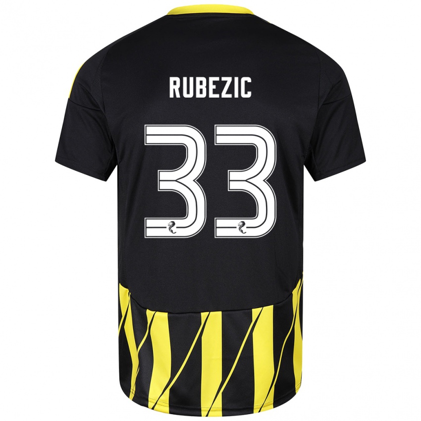 Heren Slobodan Rubezic #33 Zwart Geel Uitshirt Uittenue 2024/25 T-Shirt