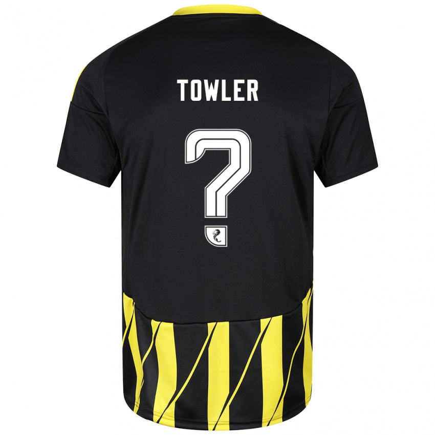 Heren Evan Towler #0 Zwart Geel Uitshirt Uittenue 2024/25 T-Shirt