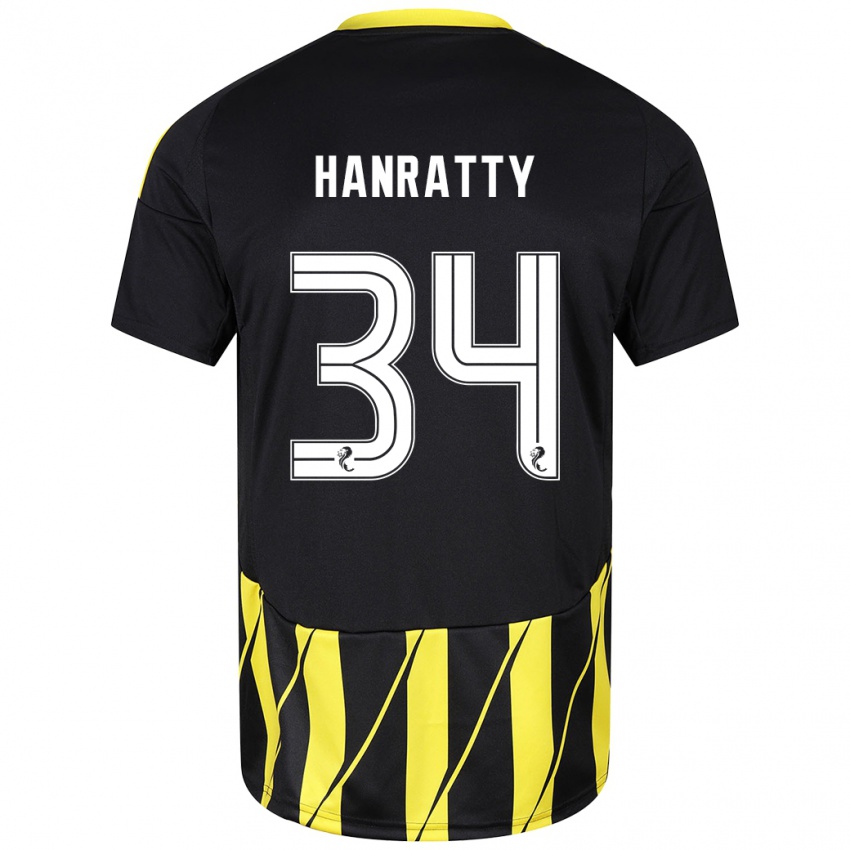 Heren Kevin Hanratty #34 Zwart Geel Uitshirt Uittenue 2024/25 T-Shirt