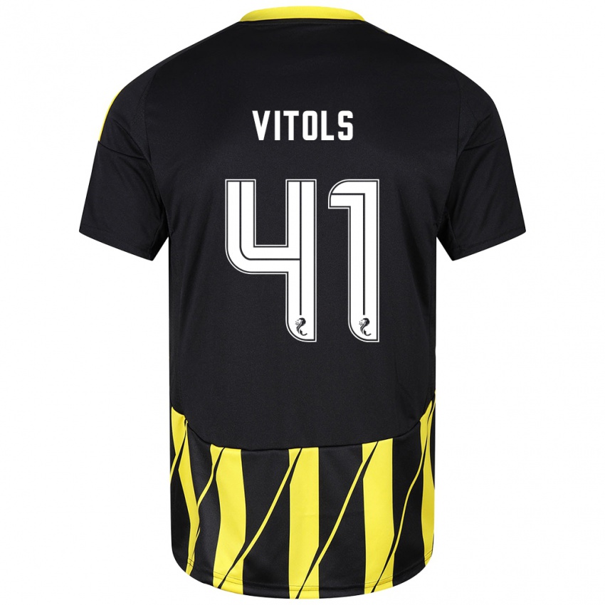 Heren Rodrigo Vitols #41 Zwart Geel Uitshirt Uittenue 2024/25 T-Shirt