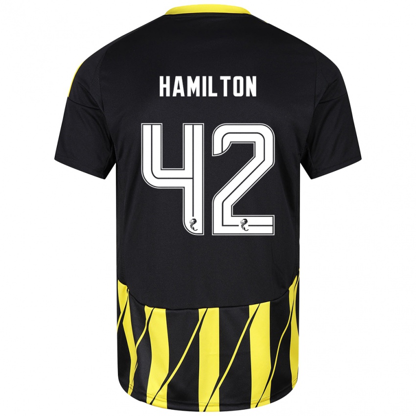 Heren Brendan Hamilton #42 Zwart Geel Uitshirt Uittenue 2024/25 T-Shirt