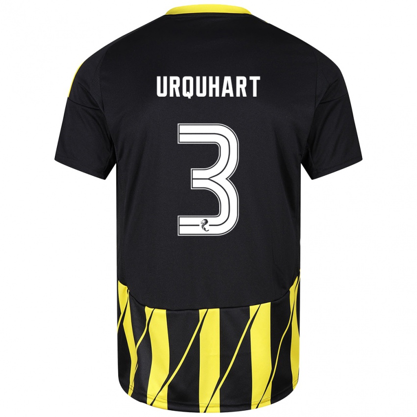 Heren Millie Urquhart #3 Zwart Geel Uitshirt Uittenue 2024/25 T-Shirt