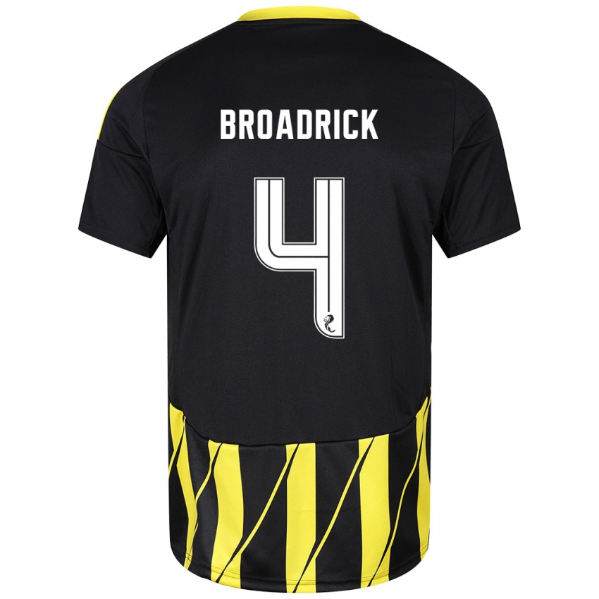 Heren Jessica Broadrick #4 Zwart Geel Uitshirt Uittenue 2024/25 T-Shirt