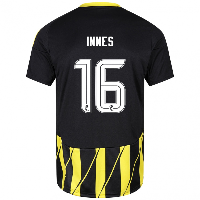 Heren Hannah Innes #16 Zwart Geel Uitshirt Uittenue 2024/25 T-Shirt