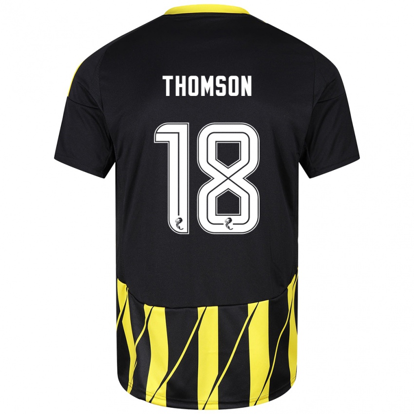 Heren Eva Thomson #18 Zwart Geel Uitshirt Uittenue 2024/25 T-Shirt