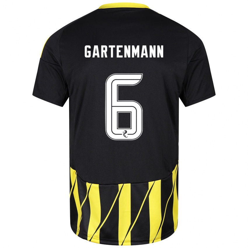 Heren Stefan Gartenmann #6 Zwart Geel Uitshirt Uittenue 2024/25 T-Shirt