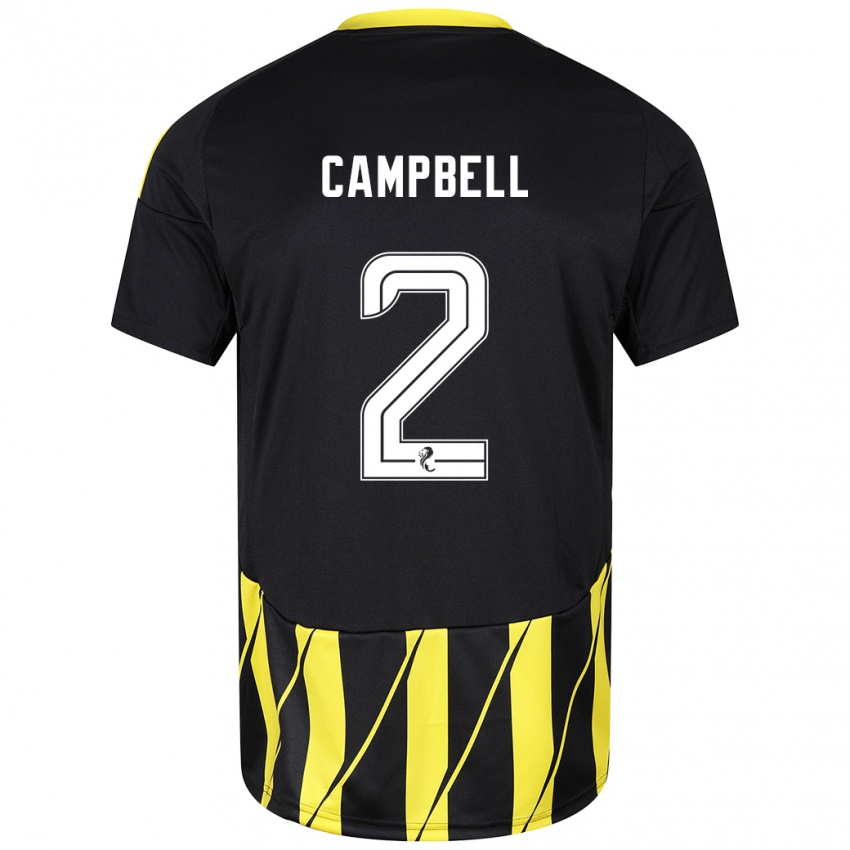 Heren Loren Campbell #2 Zwart Geel Uitshirt Uittenue 2024/25 T-Shirt