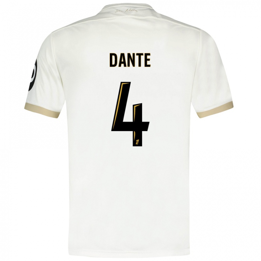 Heren Dante #4 Wit Goud Uitshirt Uittenue 2024/25 T-Shirt