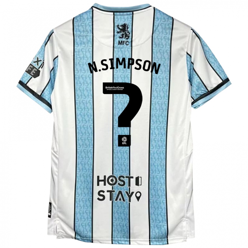 Heren Nathan Simpson #0 Witblauw Uitshirt Uittenue 2024/25 T-Shirt