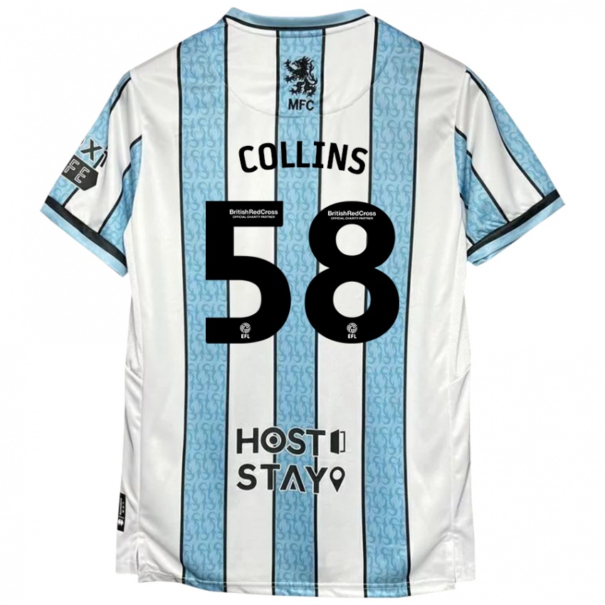 Heren Sam Collins #58 Witblauw Uitshirt Uittenue 2024/25 T-Shirt