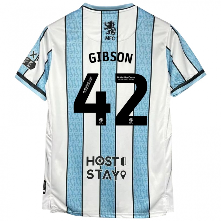 Heren Joseph Gibson #42 Witblauw Uitshirt Uittenue 2024/25 T-Shirt