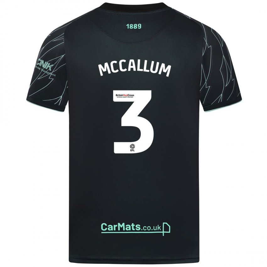 Heren Sam Mccallum #3 Zwart Groen Uitshirt Uittenue 2024/25 T-Shirt