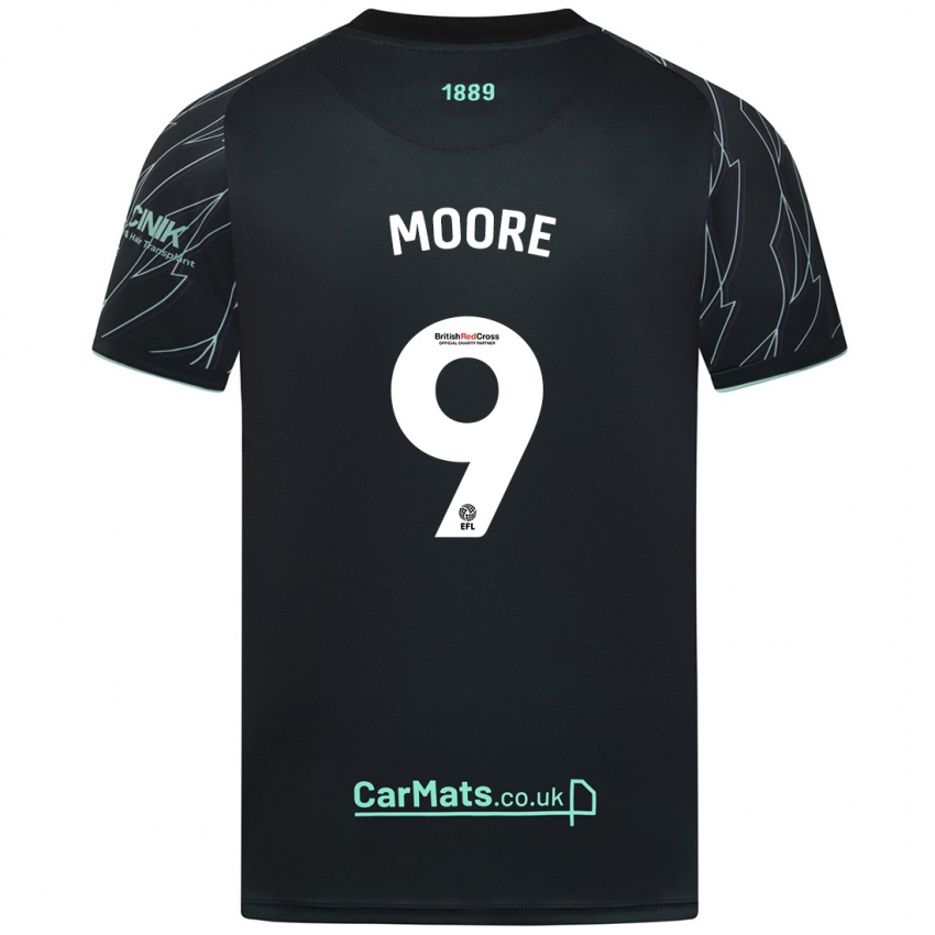 Heren Kieffer Moore #9 Zwart Groen Uitshirt Uittenue 2024/25 T-Shirt