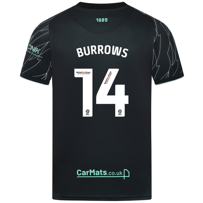 Heren Harrison Burrows #14 Zwart Groen Uitshirt Uittenue 2024/25 T-Shirt