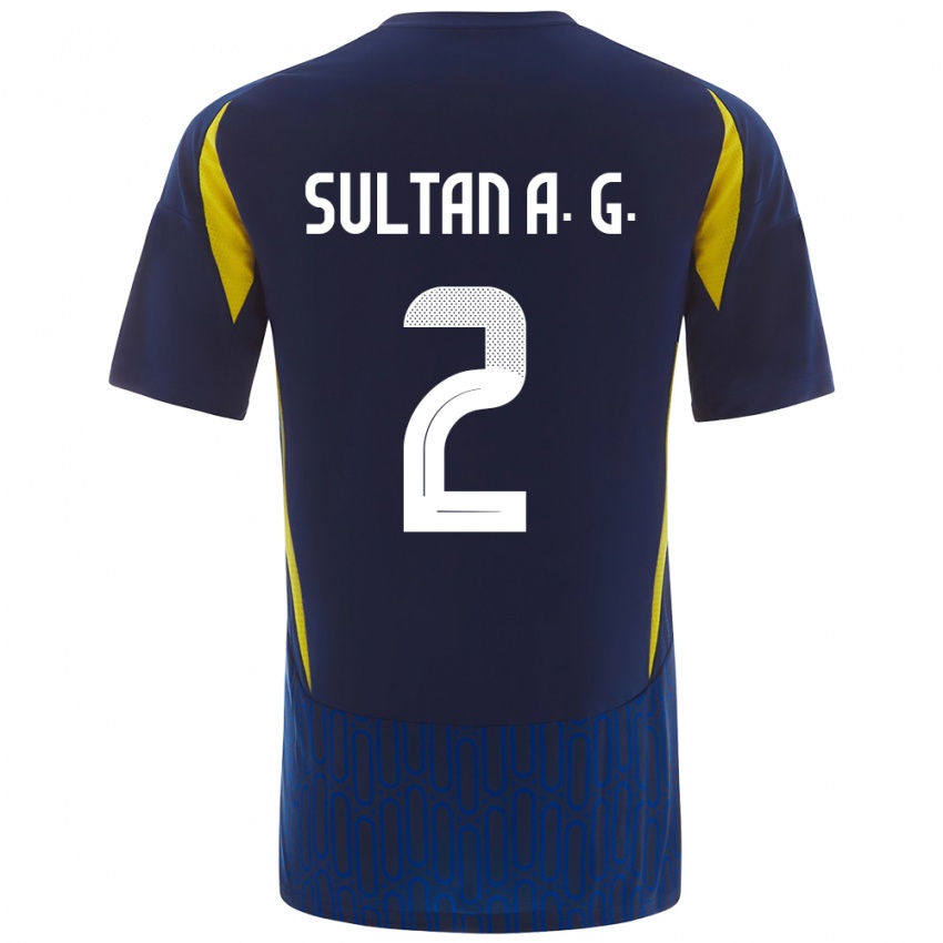 Heren Sultan Al-Ghannam #2 Blauw Geel Uitshirt Uittenue 2024/25 T-Shirt