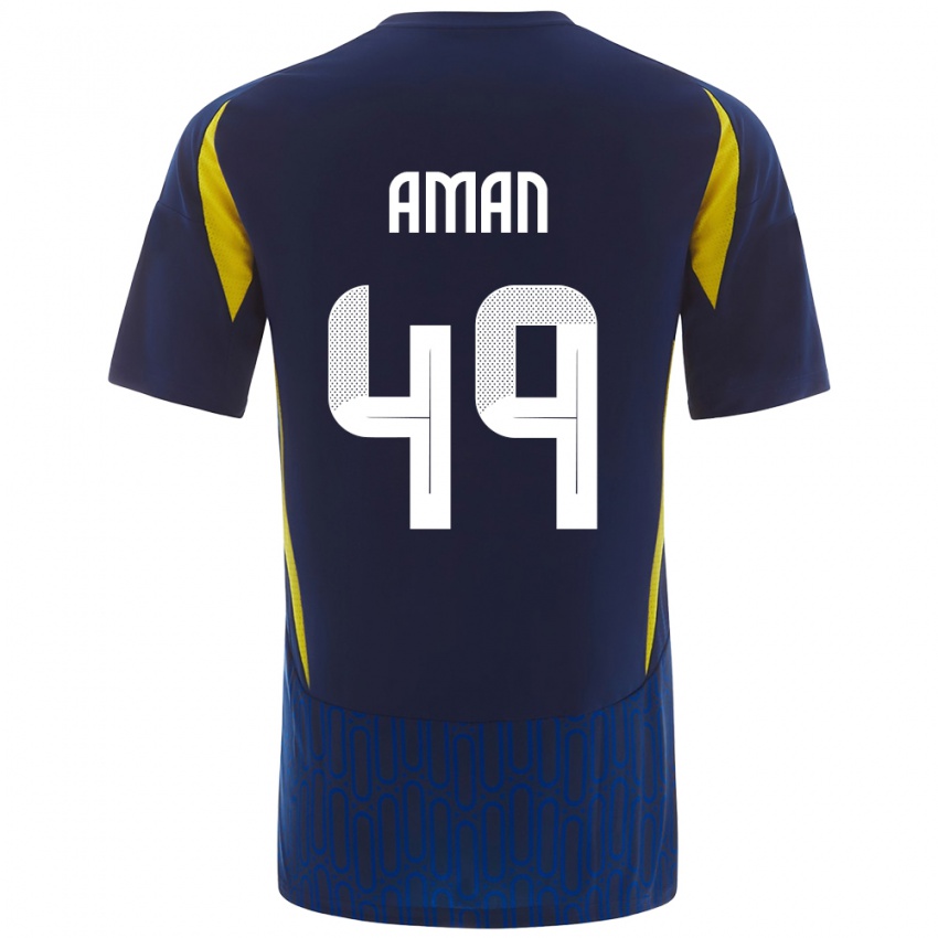 Heren Awad Aman #49 Blauw Geel Uitshirt Uittenue 2024/25 T-Shirt