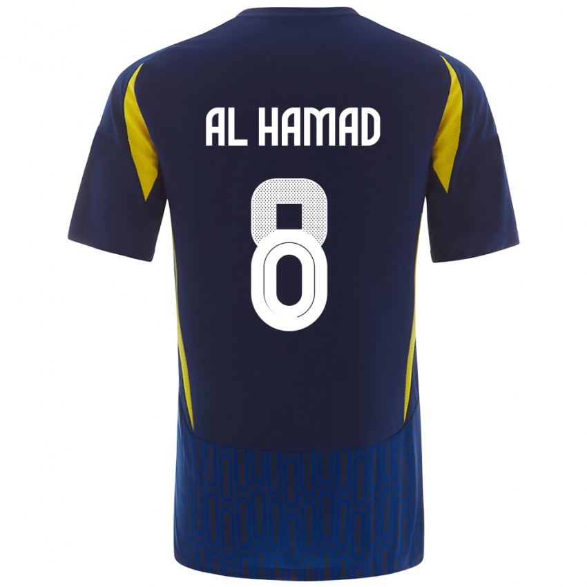 Heren Sara Al-Hamad #8 Blauw Geel Uitshirt Uittenue 2024/25 T-Shirt