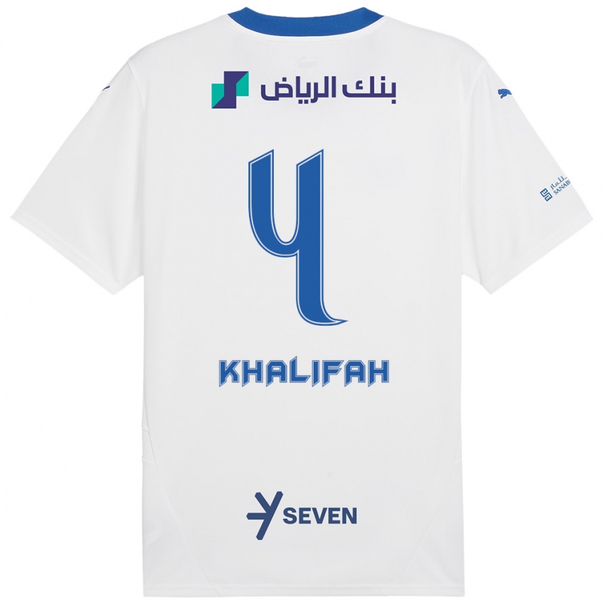 Heren Khalifah Al-Dawsari #4 Wit Blauw Uitshirt Uittenue 2024/25 T-Shirt